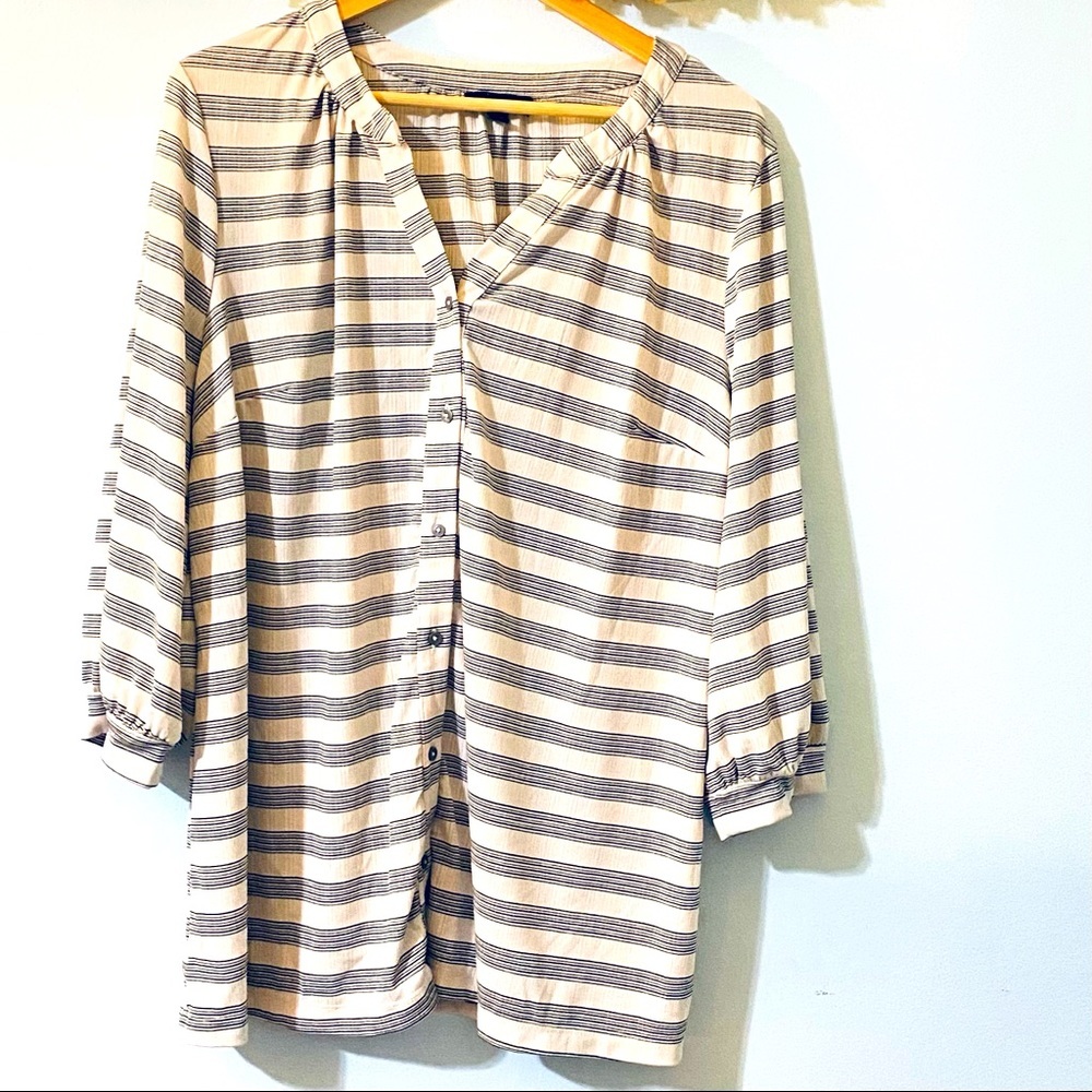 Lane Bryant White and Black Striped Blouse